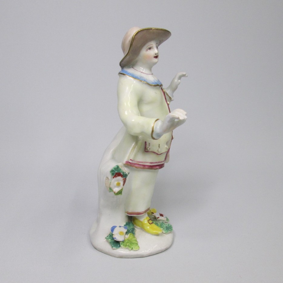 A rare Bow porcelain figure of Pierrot or Pedrolino. From the Commedia ...