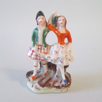 A miniature Staffordshire figure of Scottish dancers.  Circa 1880 - Image 2